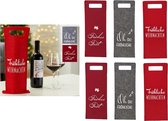 Set van 4 vilten flessenzakken met spreuken wijnfleszak geschenkverpakking flessen wijn, Kerstmis