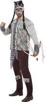 Smiffy's - Indiaan Kostuum - Native America Indiaan - Man - Bruin, Wit / Beige, Grijs - XL - Halloween - Verkleedkleding