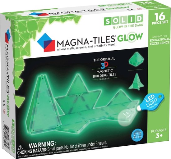 Magna Tiles - 16 stuks Glow in the Dark - Constructiespeelgoed