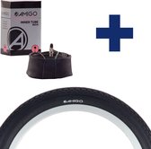 Chambre à air et pneu AMIGO 16 pouces - ETRTO 47-305 - Valve Dunlop - Zwart