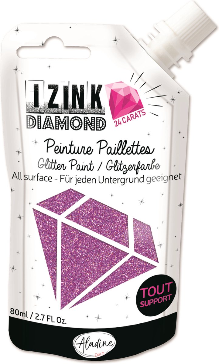 Snoeproze perzik 24 karaat Glitterverf Izink Diamond
