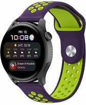 By Qubix 22mm - Sport Edition siliconen band - Paars + groen - Huawei Watch GT 2 - GT 3 - GT 4 (46mm) - Huawei Watch GT 2 Pro - GT 3 Pro (46mm)