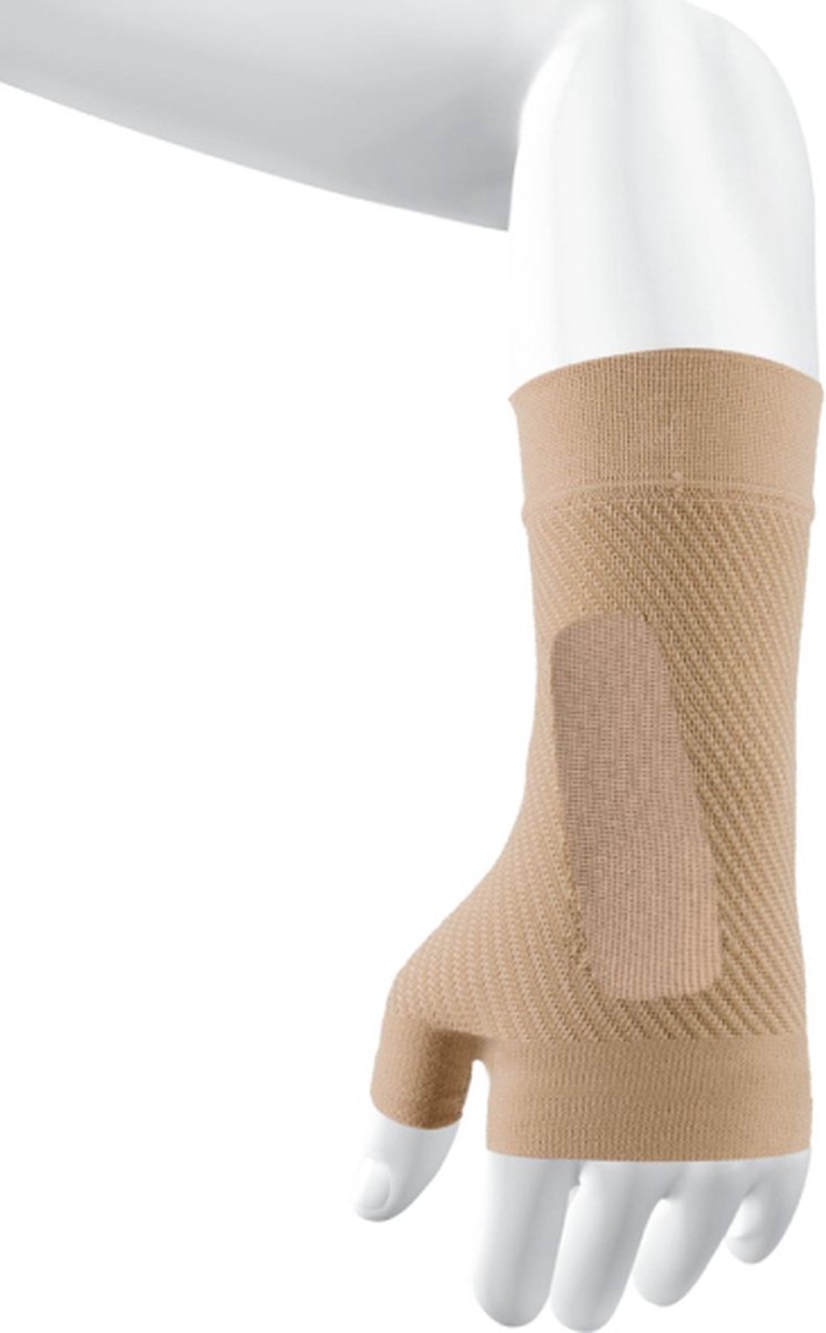 OS1st WS6 polsbandage maat XL – naturel – carpaal tunnel syndroom – polspijn – artritis – verbetert de bloedsomloop – vermindert zwelling – ondersteuning van medische kwaliteit – vochtafvoerend - naadloos