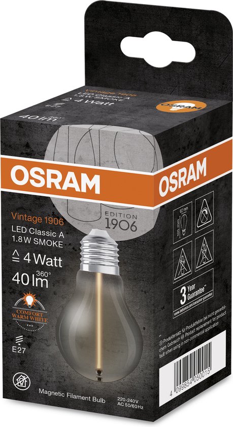 OSRAM Vintage 1906® Classic A LED lamp, 1,8W, 40lm