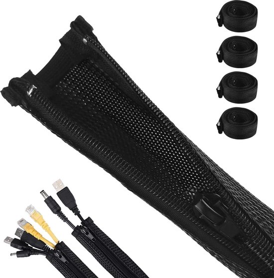 Alex Tech 10mm-3.1m Zelfsluitende Kabelmantel Kabelbeschermer Kabelhoezen Kabelslang Kabelbeheer