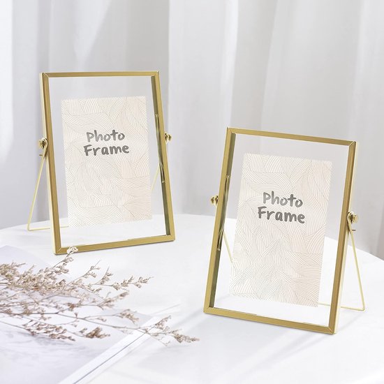 SWAWIS 1 x fotolijst staand glas A5, 15 x 20 cm glas metalen fotolijst, zwarte glazen fotolijst, glazen lijst voor bureau, decoratie, doe-het-zelf foto's, hoek van klem 60 graden
