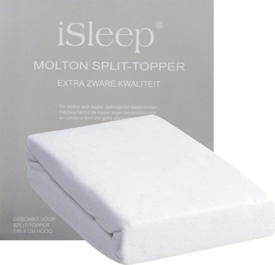 Surmatelas fendu iSleep Molton - 100% Coton - Lits jumeaux - 180x200 cm - Blanc