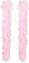 Boland Carnaval verkleed boa met veren - 2x - lichtroze - 180 cm - 80 gram - Glitter and Glamour