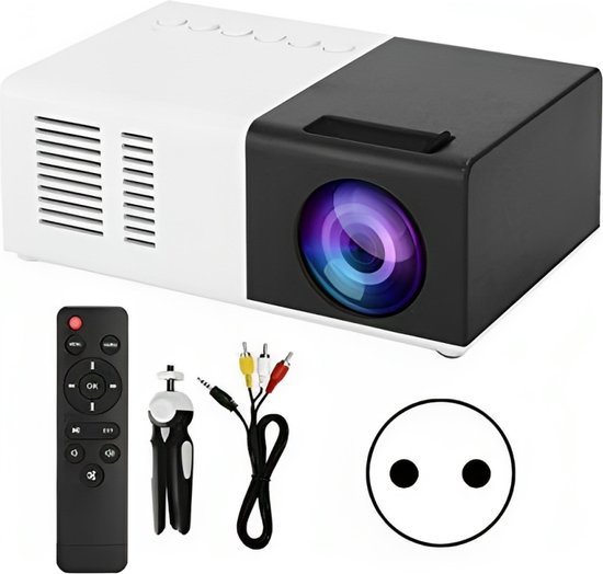 Mini Beamer - Input tot 1920x1080 - Inclusief statief - Projector - Mini Projector - HDMI - USB - Zwart / Wit - Draagbaar - Ingebouwde speaker