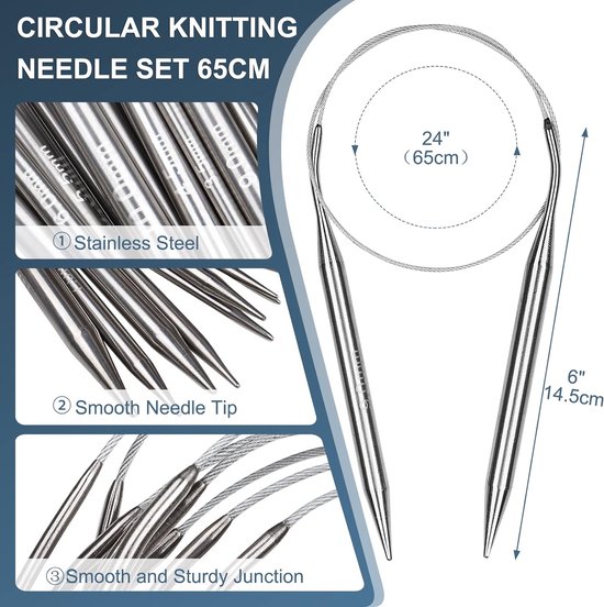 Milward Double Point Knitting Needles, Set of Five, 20 cm, No10.0
