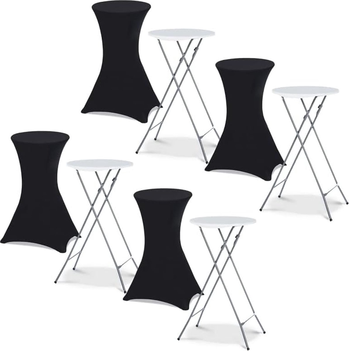 Set met 4 klaptafels 105 cm en 4 zwarte hoezen