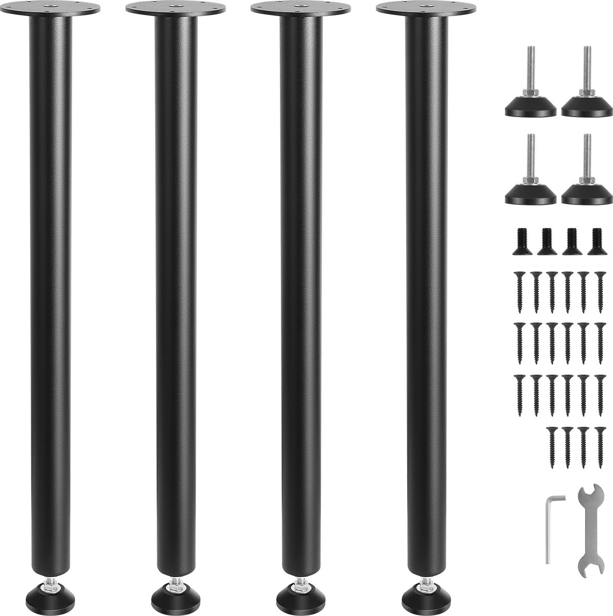 Vevor Set Van 4 Tafelpoten, Tafellopers, 711,2 Mm Hoog, 110 Mm Montageplaat, Koolstofstaal, Matzwarte Poedercoating, Draagvermogen 544 Kg, Ideaal voor Keukentafels, Woonkamerconsoles, Studiotafels