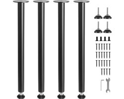 VEVOR Set Van 4 Tafelpoten, Tafellopers, 711,2 Mm Hoog, 110 Mm Montageplaat, Koolstofstaal, Matzwarte Poedercoating, Draagvermogen 544 Kg, Ideaal voor Keukentafels, Woonkamerconsoles, Studiotafels