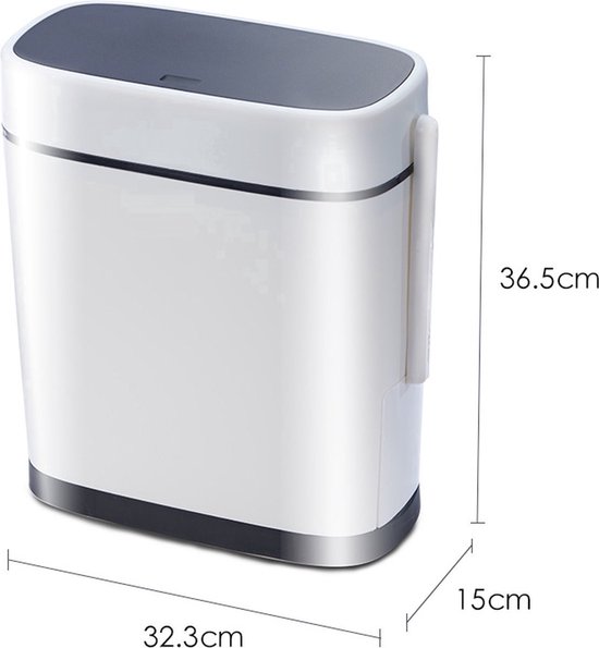 Kssvzz Set van 3 vuilnisemmers voor badkamer met deksel, 10 l, moderne afvalemmer voor slaapkamer, keuken, kantoor, toilet (wit