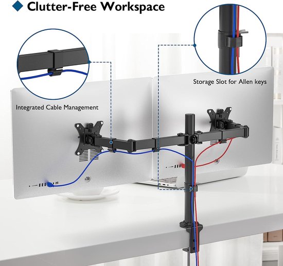 Support vertical pour écran d'ordinateur de 13, 17, 20, 24, 27 pouces, VESA  75 x 75 et 100 x 100 mm