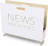 Tijdschriftenstandaard kleur wit voor tijdschriften, catalogi en dagbladen met handvat