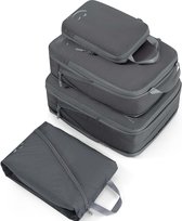 Compressie koffer-organizer, verpakkingskubussen, lichtgewicht, bagage, opslag, tassen, kledingtassen, verpakkingskubus, paktassen (grijs, 4 stuks dun)