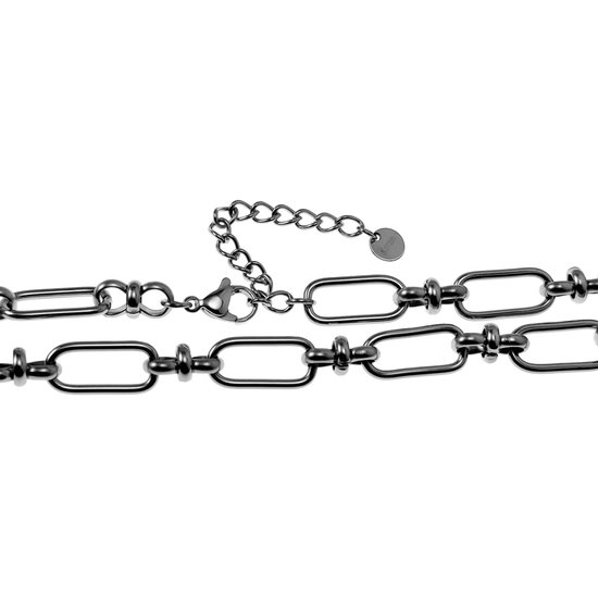 Collier Femme 50 cm - Acier Inoxydable Plaqué Or Wit 14 Carats - Chaîne de maillons Ovales - Ajustable