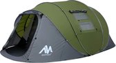 Tente Pop-up - Convient pour 4-6 personnes - Étanche - Camping - Tente familiale - Avec auvent et base intégrée - 5 Fenêtres - 380 x 160 x 130 cm - Tente de camping - Gris foncé
