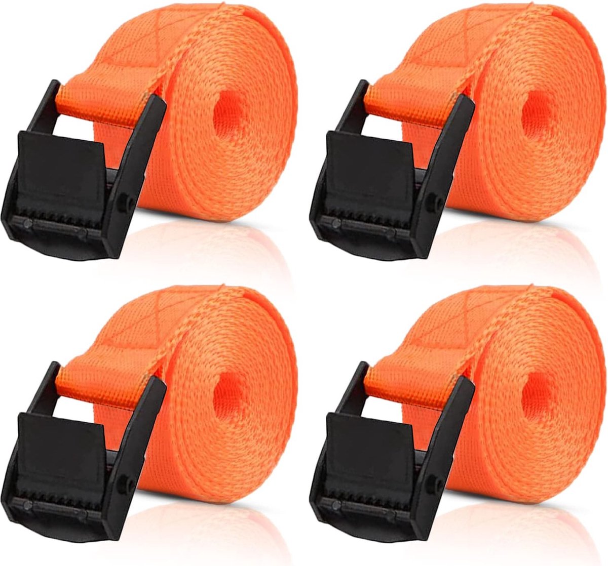 Spanbanden met ratel verstelbaar 25 m x 25 mm - 4 stuks voor fiets motorfiets bagagepakketten Spanbanden met ratel
