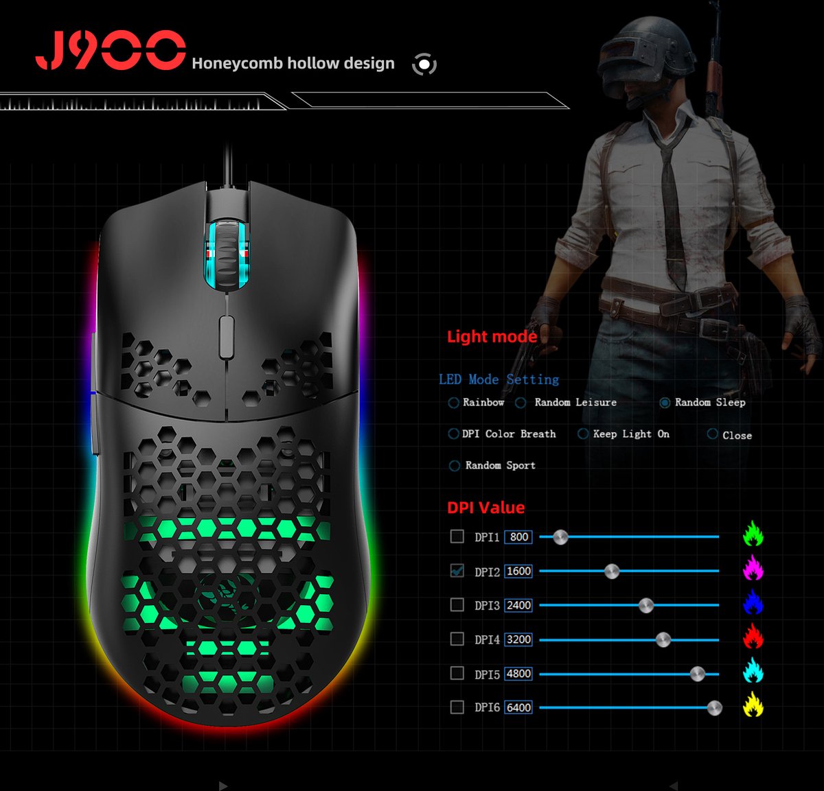 HXSJ J900 - Bedrade Gaming Muis thumbnail 5