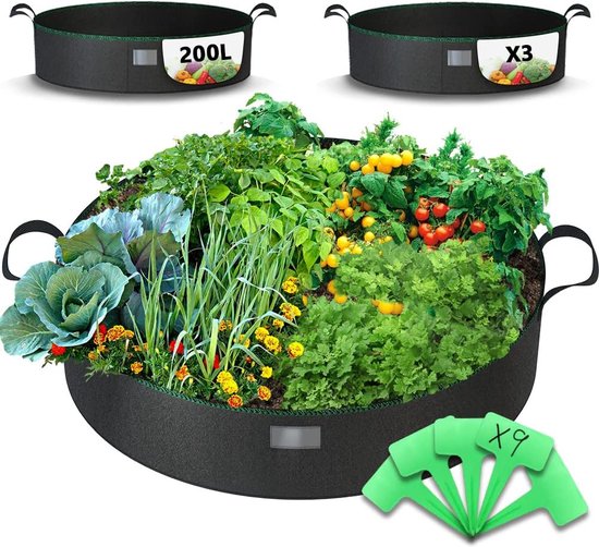 VIVOSUN 5 stuks 5 gallon plantenkweekzakken, zwaar belastbare, verdikte niet-geweven stoffen potten met sterke handgrepen, herbruikbare ademende tuinkweekcontainers voor groenten, bloemen, fruit