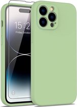 Lunso - Geschikt voor iPhone 15 Pro Max - Hoesje Flexibel silicone Backcover - Lime Groen