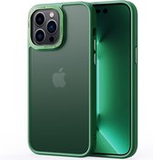 Lunso - iPhone 15 Pro Max - Coque arrière - Anneau métal Vert foncé