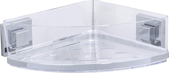 Étagère d'angle de salle de bain, étagère de salle de bain à monter sans perçage, support en acier inoxydable avec plateau en plastique amovible, étagère de douche facile d'entretien, 28 x 8,5 x 19,5 cm