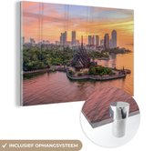 MuchoWow® Glasschilderij 60x40 cm - Schilderij acrylglas - Thailand tijdens zonsondergang - Foto op glas - Schilderijen