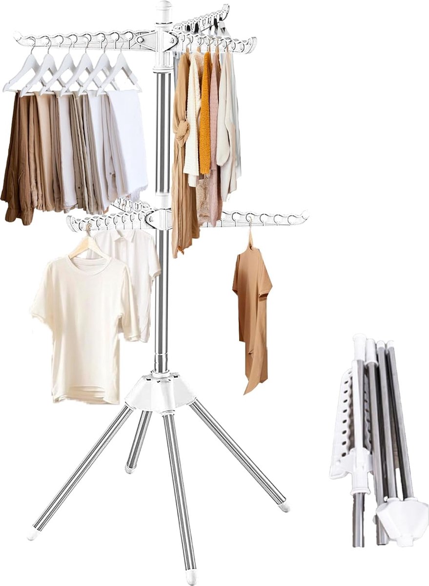 Goedkoopste wasdroogrek met grote capaciteit opgewaardeerde versie, droogrek kleding, waslijn roestvrij staal, vouwen binnen en buiten