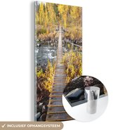 MuchoWow® Glasschilderij 20x40 cm - Schilderij acrylglas - Hangbrug in het Nationaal park Kluane in Noord-Amerika - Foto op glas - Schilderijen