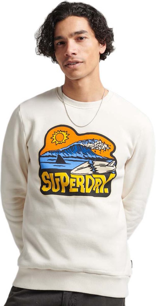 Superdry Vintage Travel Sticker sweatshirt met ronde hals Heren Truien Wit