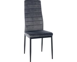 CLP Mayfair Eetkamerstoel - Zonder armleuning - Fauteuil - Metalen onderstel - grijs Fluweel