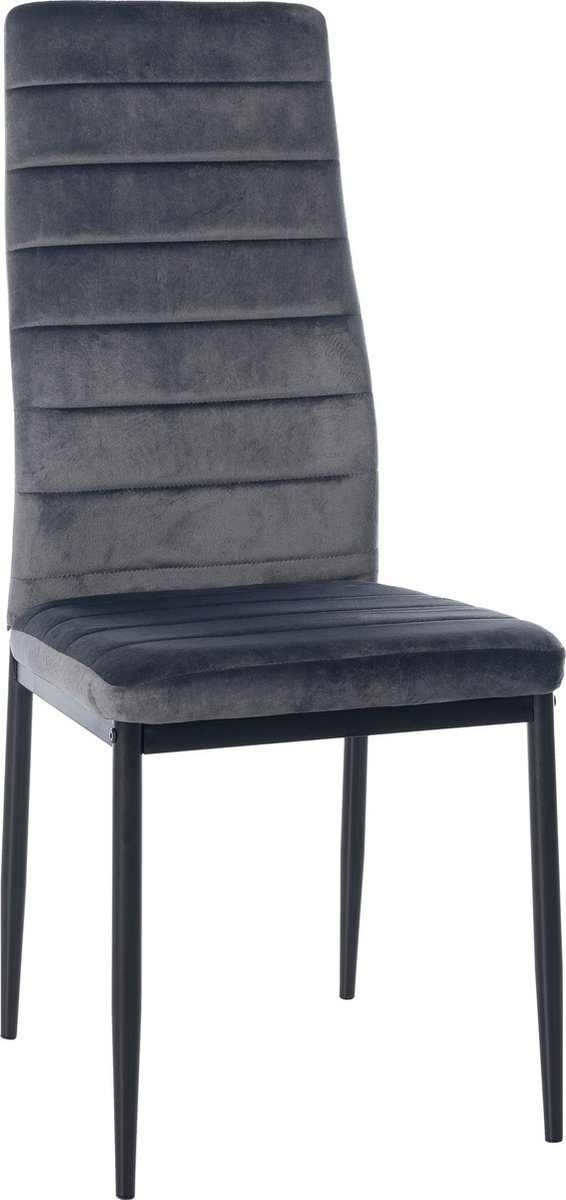 CLP Mayfair Eetkamerstoel - Zonder armleuning - Fauteuil - Metalen onderstel - grijs Fluweel