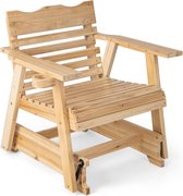 Chaise à bascule en bois, chaise de jardin avec porte-gobelet, capacité de charge 150 kg, chaise de relaxation pour jardin, balcon, terrasse