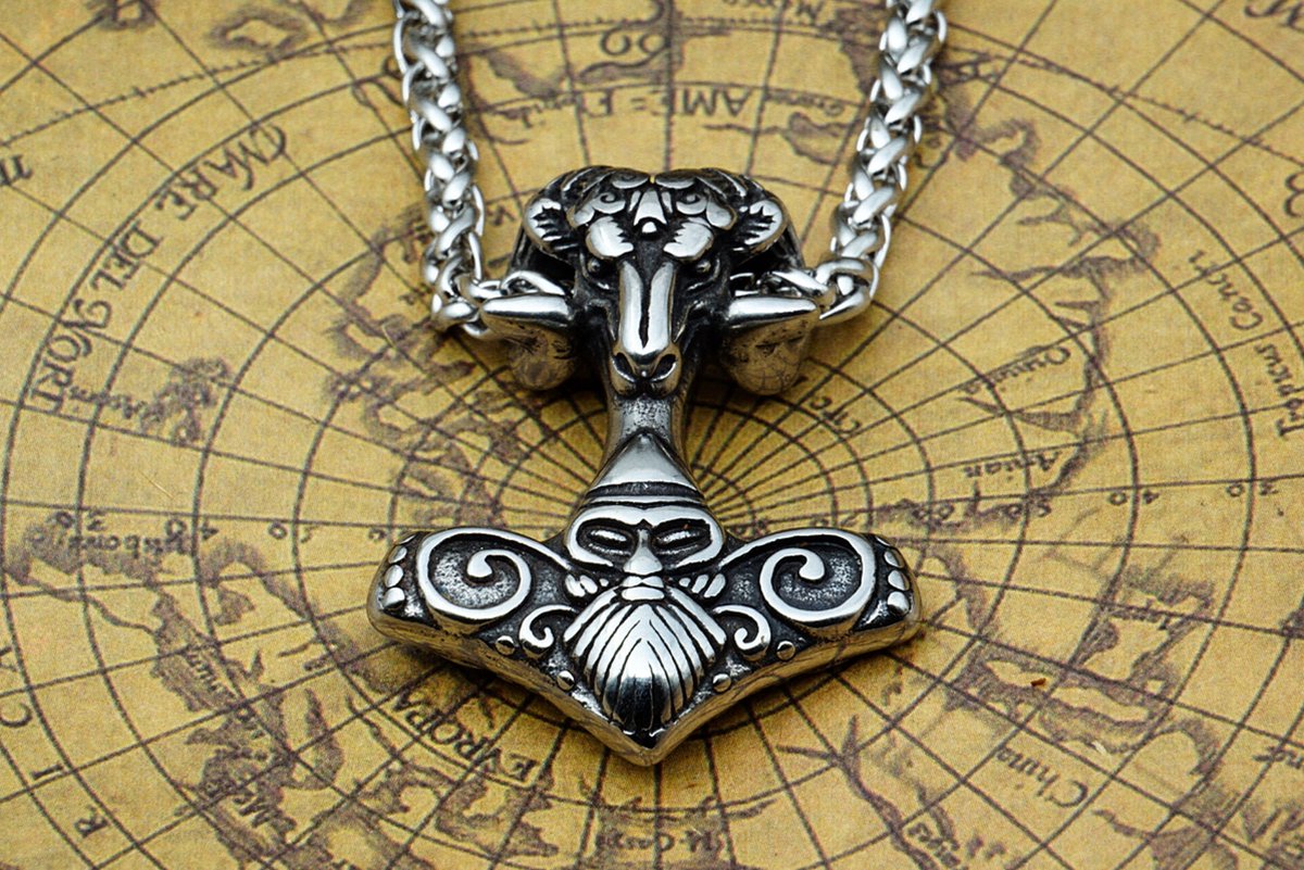 [Two Ravens] Thor Hamer Ketting - Mjolnir Hanger - Viking Sieraden - Thor's Ram - Asatru - Spirituele Talisman - Noorse Mythologie - Ketting voor Mannen