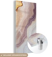 Peinture sur verre MuchoWow® 60x120 cm - Peinture acrylique sur verre - Marbre - Texture - Grès - Or - Aspect marbre - Photo sur verre - Peintures