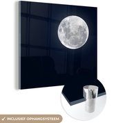 MuchoWow® Glasschilderij 20x20 cm - Schilderij acrylglas - Maan - Lucht - Nacht - Foto op glas - Schilderijen