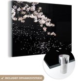 MuchoWow® Glasschilderij 120x80 cm - Schilderij acrylglas - Kersenbloesems in de nacht - Foto op glas - Schilderijen
