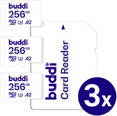 Buddi MicroSDXC Geheugenkaart met SD Kaart Adapter 256GB 3-Pack