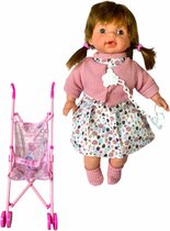 Babypop - kinderwagen + accessoires - knuffelpop - 12 babygeluiden - 40CM