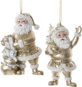 Kurt S Décoration de Noël Adler - Père Noël avec cadeaux - lot de 2 - or blanc - 10cm