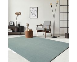 the carpet RELAX – Extra Zacht & Wasbaar Vloerkleed tot 30°C met Antislip Onderzijde – Fluweelachtige Structuur – Voor Slaapkamer of Woonkamer – Blauw, 160 x 220 cm