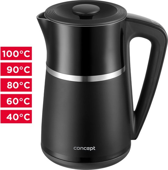 Concept - Dubbelwandige elektrische waterkoker met temperatuurregeling 1.7L - RK3100