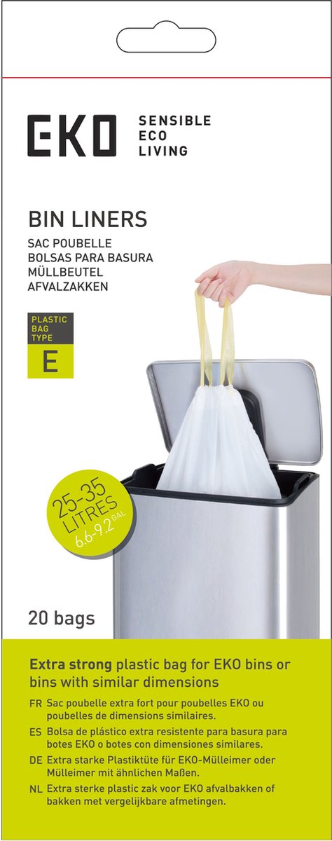 Sacs poubelle EKO type E 25 35 litres blanc Carton 6 x 12 sacs