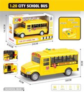 City Bus - Schoolbus - met licht en geluid - frictie speelgoed busje - met openslaande deuren- 20CM