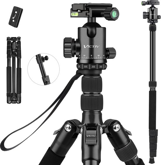 TRIOPO K268 Draagbare Fotografie Statief Aluminium 360 graden Panorama Balhoofd 162 cm/63.8in kopen vanaf een prijs van 90
