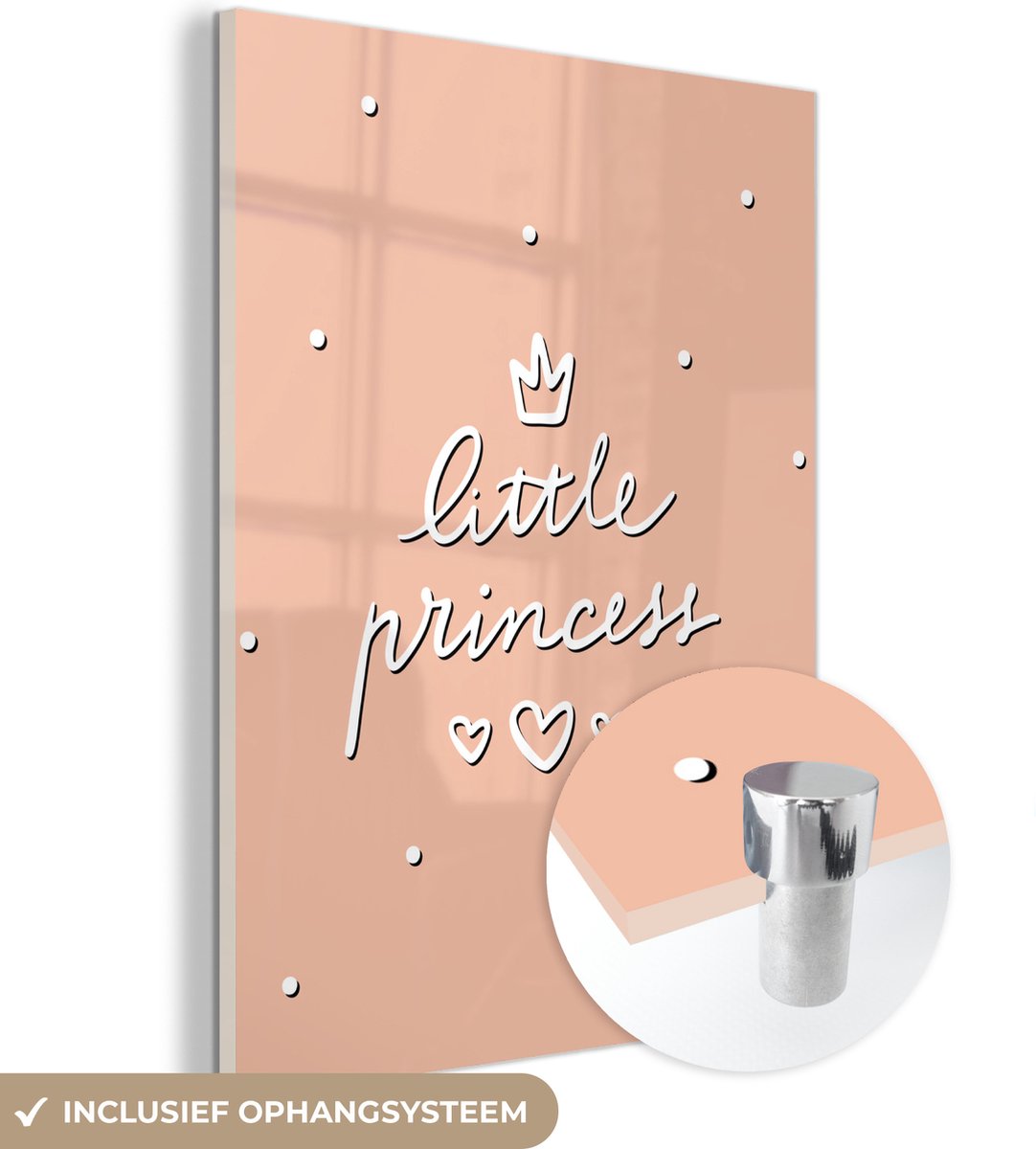 ® Glasschilderij 120x160 cm - Schilderij acrylglas - Spreuken - Little princess - Quotes - Baby - Kids - Kinderen - Meisjes - Foto op glas - Muurdecoratie woonkamer - Wanddecoratie slaapkamer - Schilderijen