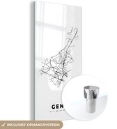 MuchoWow® Glasschilderij 20x40 cm - Schilderij acrylglas - Kaart – Plattegrond – Stadskaart – Gent – België – Zwart Wit - Foto op glas - Schilderijen